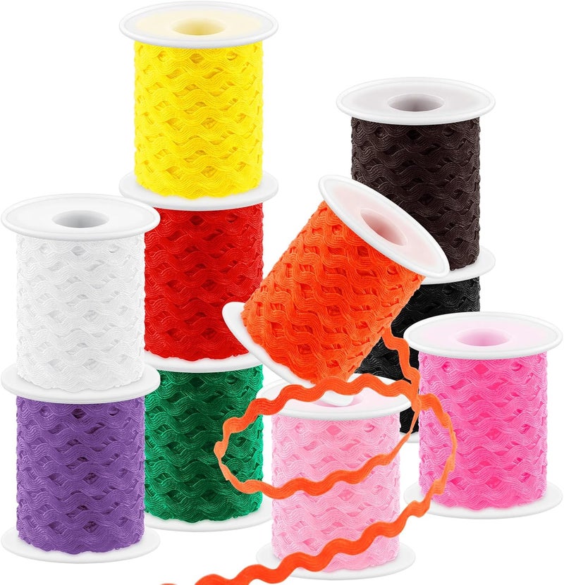 Glarks 1Pcs 27Yard/25M Coffee Color Rick Rack Trim Ribbon Wave Sewing Bending Fringe Trim for DIY Sewing Crafts Wedding Bridal Dress Embellishment Party Decoration Gift Wrapping Supplies - Image 2